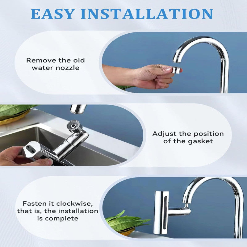 4-in-1 Kitchen Sink Faucet – 360° Rotating Splash-Free Water Flow | Adornia.pk