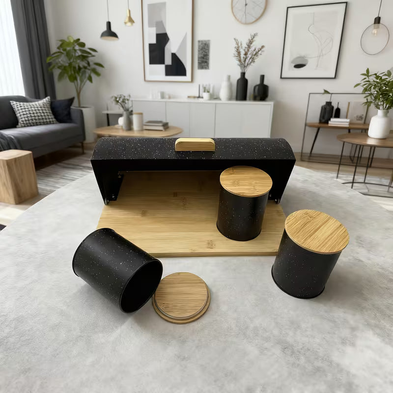 Bamboo Base Flip-Top Storage Box Set