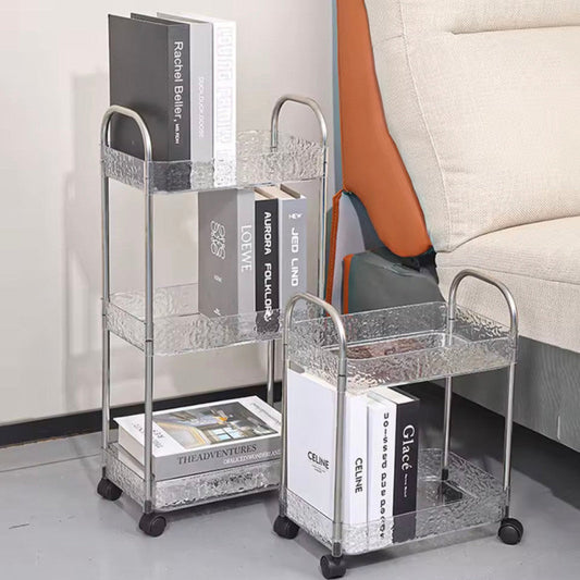 3 Layer Ripple Square Transparent Shelf | Multi-Layer Mobile Bookshelf