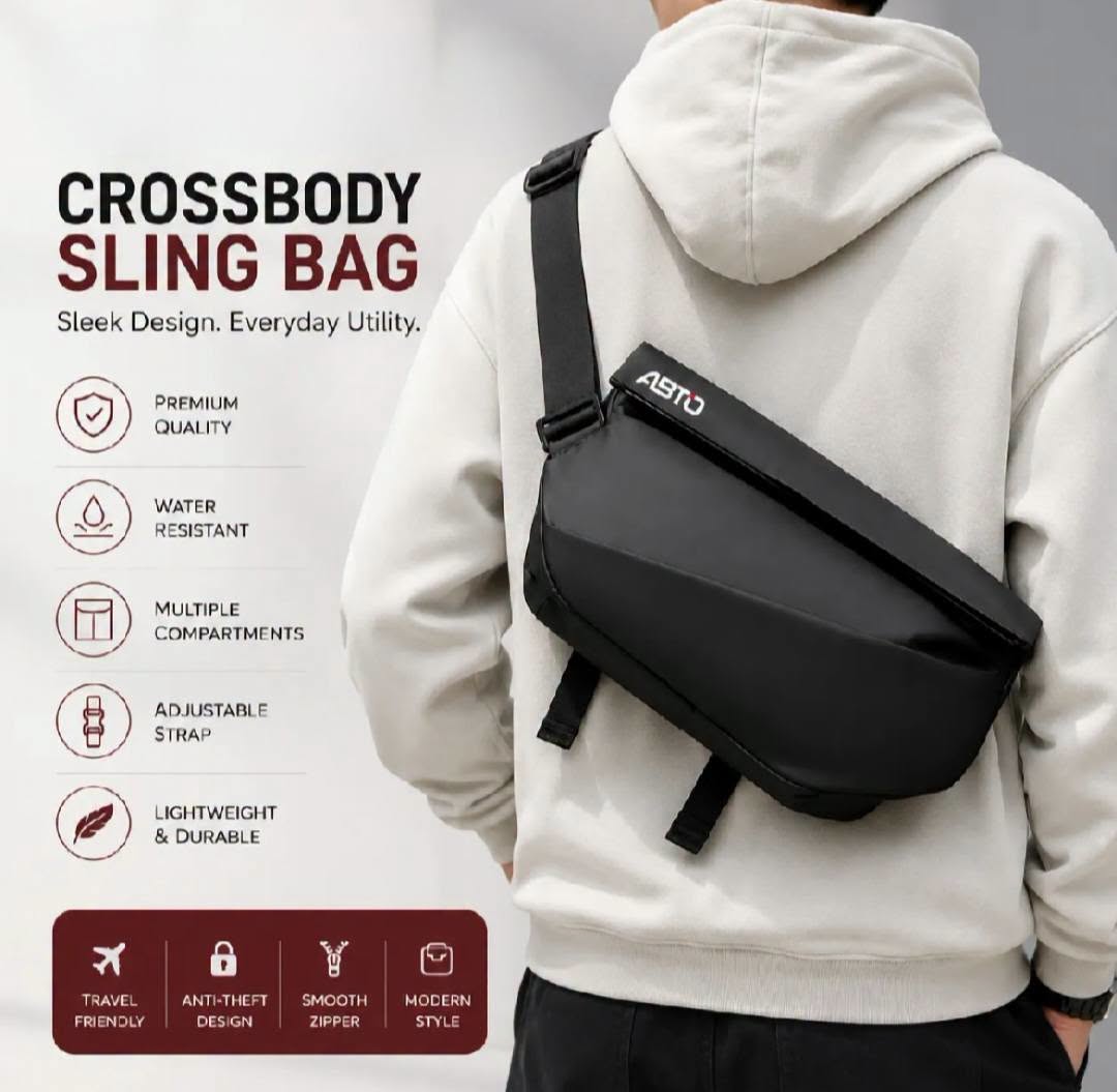 Multi-Pocket Crossbody & Waist Bag – Black
