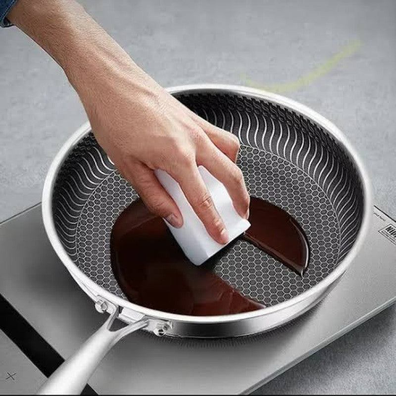 Stainless Steel Honey-Comb Non-Stick Frying Pan with Heavy Base – Laser Coated Cookware in Pakistan | Adornia.pk