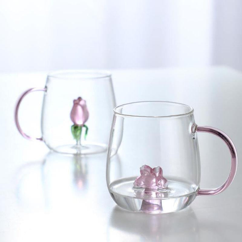 400ml 3D Cartoon Animal Glass Mug – Creative Coffee, Milk & Tea Cup with Handle | Adornia.pk