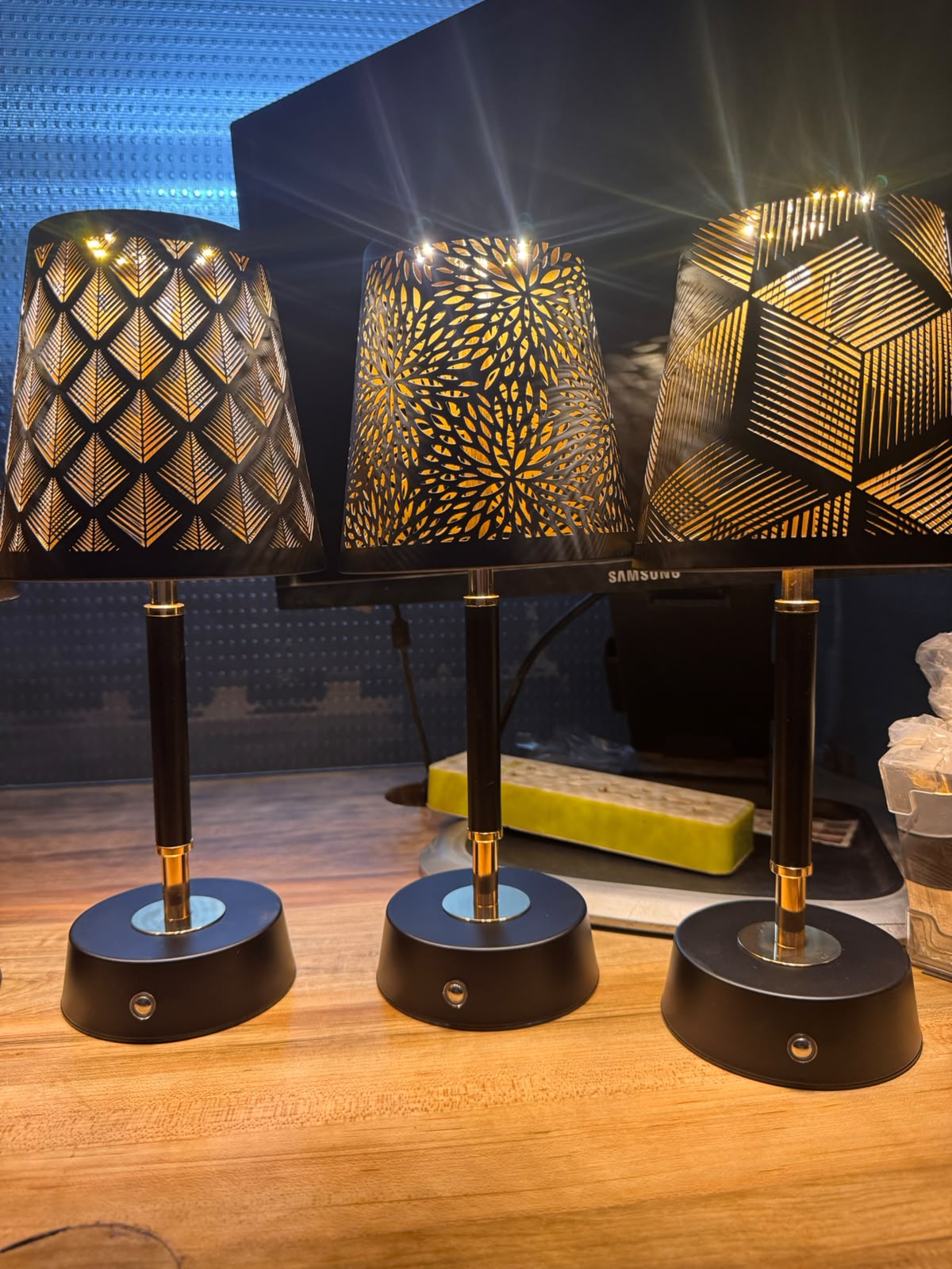 Aura Black & Gold Rechargeable Portable Table Lamp