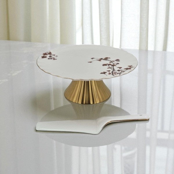 Angela 10.5" Ceramic Cake Stand with Lifter - BRD329