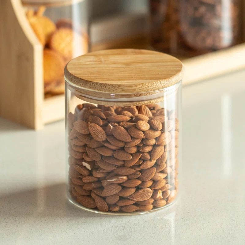 Eco-Friendly Bamboo 2-Tier Spice Rack with Glass Airtight Jars