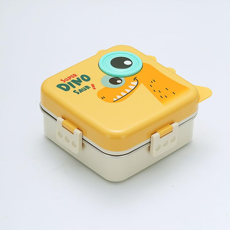 Dino Saur Design Bento Lunch Box - 3 Compartment Bento Box 1200ml, 3 Grids with Sauce Bowl