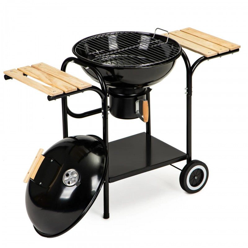 Charcoal Kettle BBQ Grill, Working Table Barbecue Grill for Outdoor Use