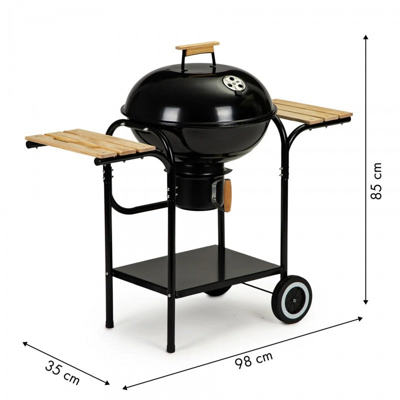Charcoal Kettle BBQ Grill, Working Table Barbecue Grill for Outdoor Use