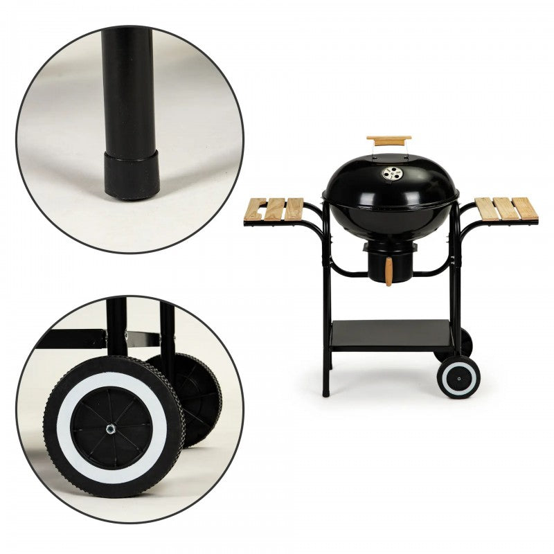 Charcoal Kettle BBQ Grill, Working Table Barbecue Grill for Outdoor Use