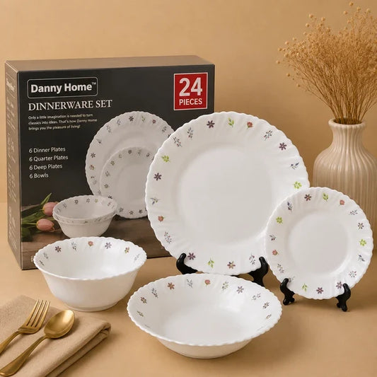 Danny Home Floral Elegance 24-Piece Ceramic Dinner Set