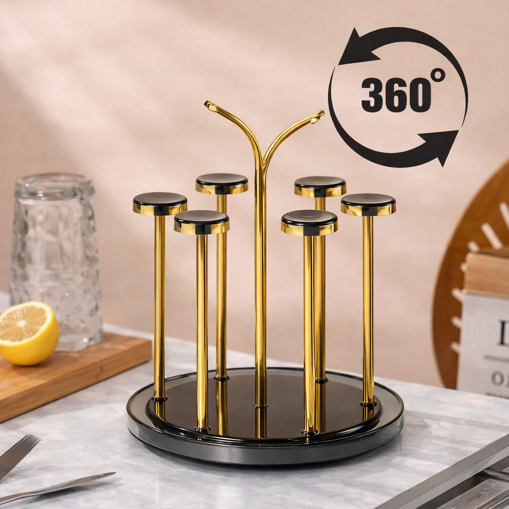 Premium 360° Rotating Gold Glass Stand
