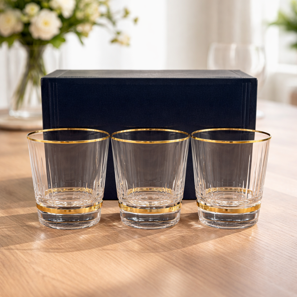 6 Pcs Premium Gold Base & Gold Rim Glass Set