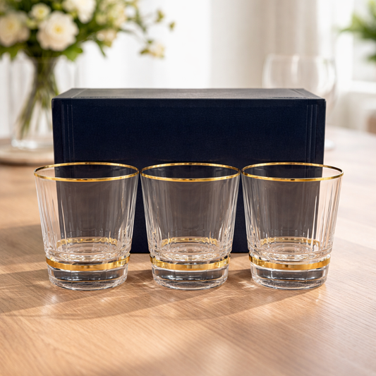 6 Pcs Premium Gold Base & Gold Rim Glass Set