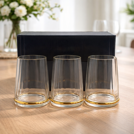 6 Pcs Premium Gold Base Crystal Glass Set