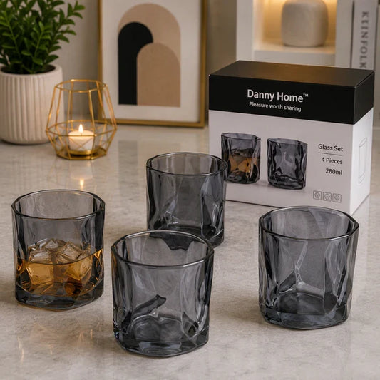 Danny Home Smoke Glass Tumbler Set – 280ml (4 Pcs)