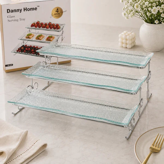Danny Home 3-Tier Glass Serving Tray