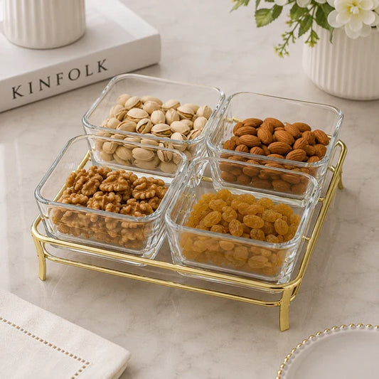 Danny Home 4-Section Glass Snack Bowl Set