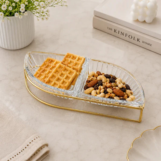 Danny Home 2-Section Glass Snack Bowl Set