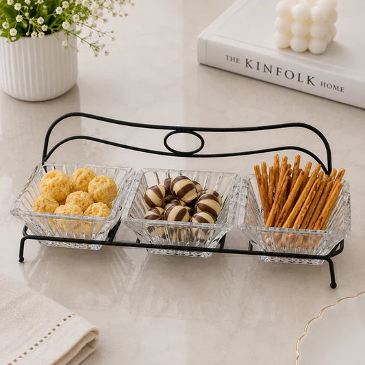 Danny Home 3-Section Glass Snack Bowl Set – 250ml