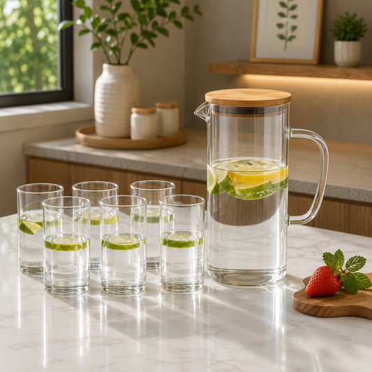 Crystal Breeze Glass Beverage Set – 7 Pieces