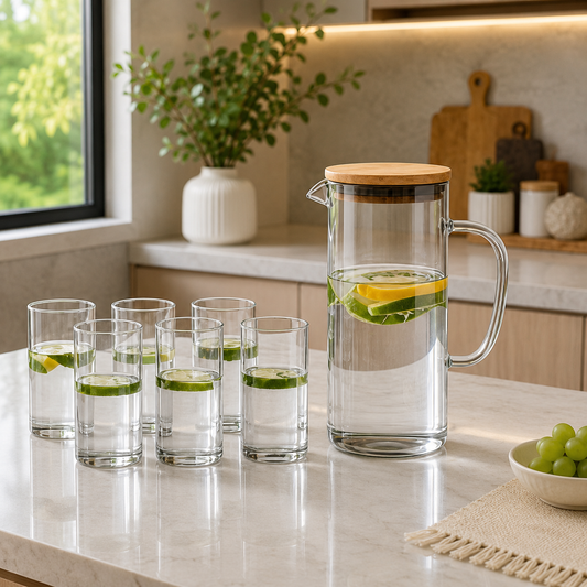 Smoke Crystal Glass Beverage Set – 7 Pieces