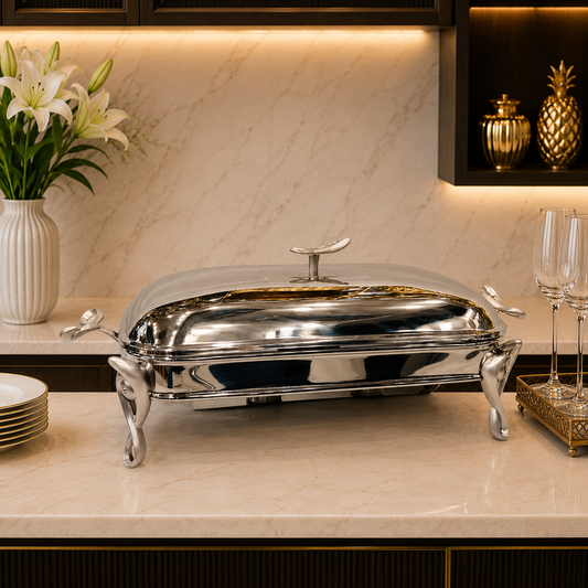 Premium 3L Rectanguler Stainless Steel Chafing Dish – Silver Finish
