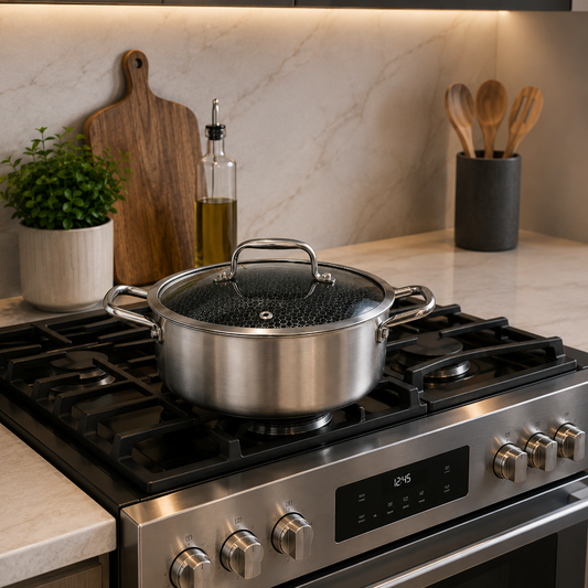 Stainless Steel Casserole with Glass Lid | 24cm
