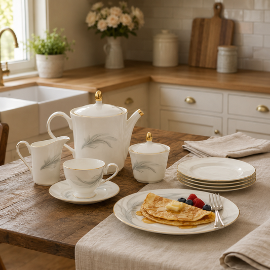 Bone China 24 Pieces Tea Set – Elegant White & Gold Tea Cup