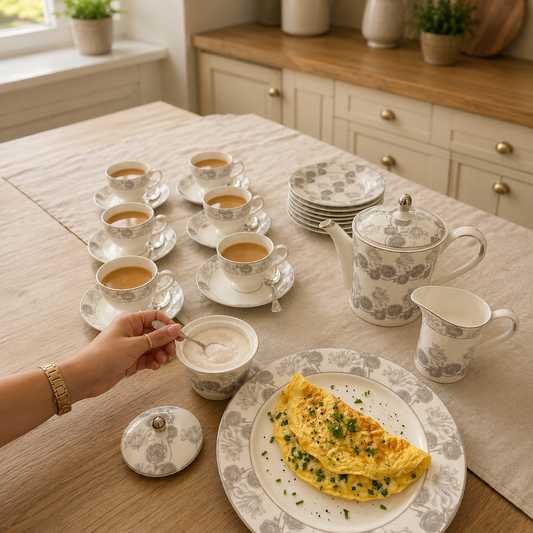 Bone China 24 Pcs Tea Set – Elegant Floral Tea Cup & Saucer