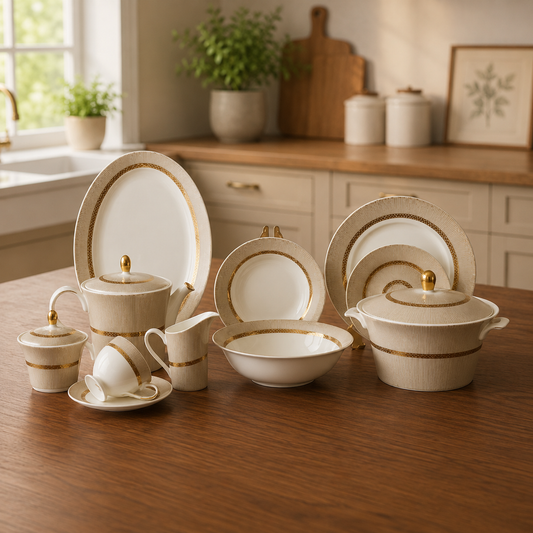 Bone China 24 Pcs Tea Set – Gold Line Luxury