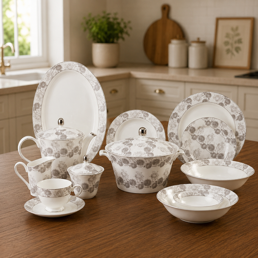 Bone China 24 Pcs Tea Set – Elegant Floral Design Tea Service Set