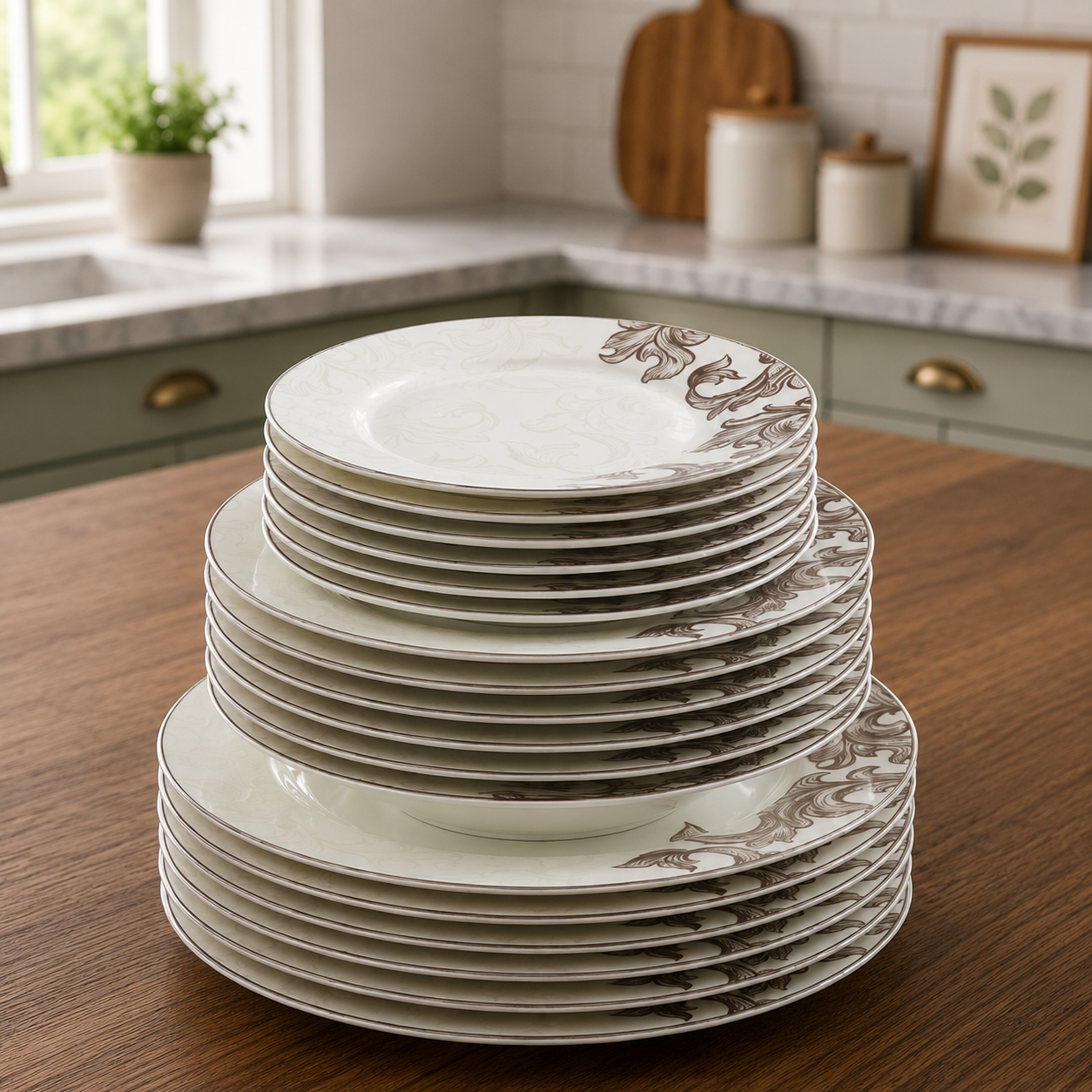 Bone China Plate Set 18 Pcs – Elegant Floral Dinner Plate