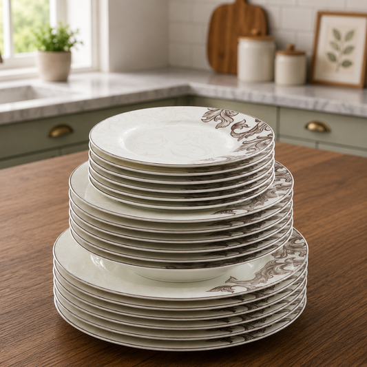 Bone China Plate Set 18 Pcs – Elegant Floral Dinner Plate