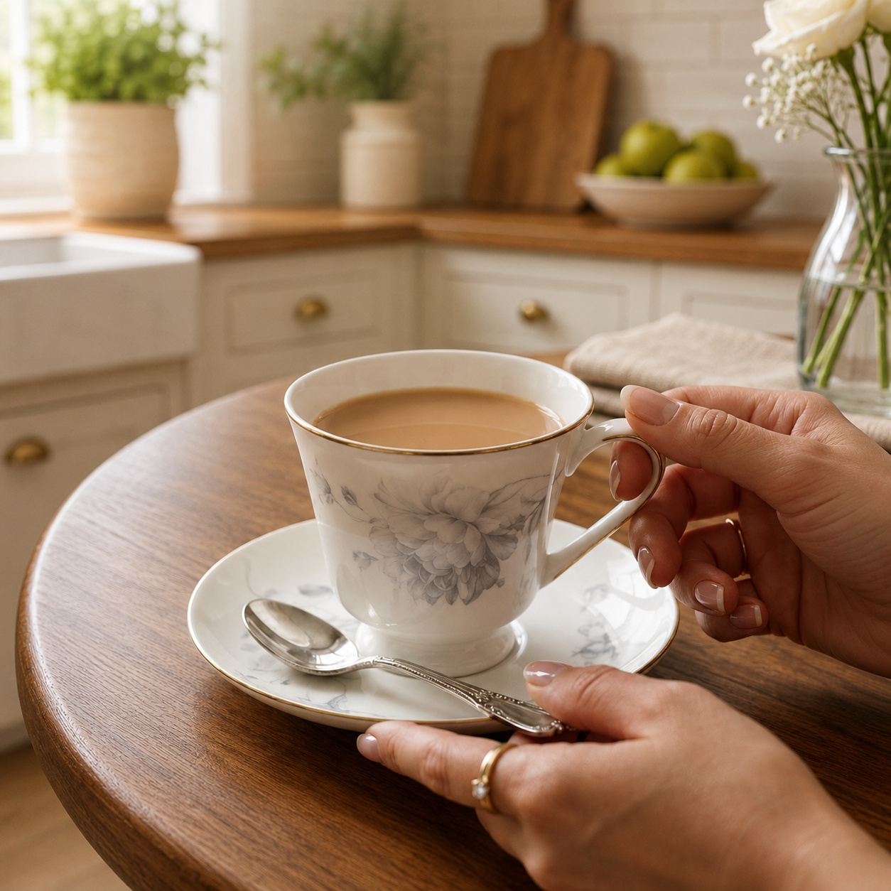Porcelain 6-Piece Cup & Saucer Set – Elegant Floral Tea Cup