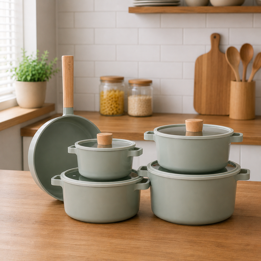 Modern Sage Green Nonstick Cookware Set