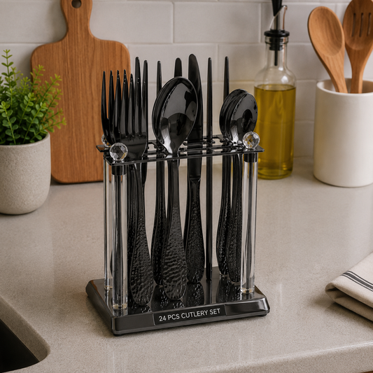 24Pcs Cutlery Set | Matte Black