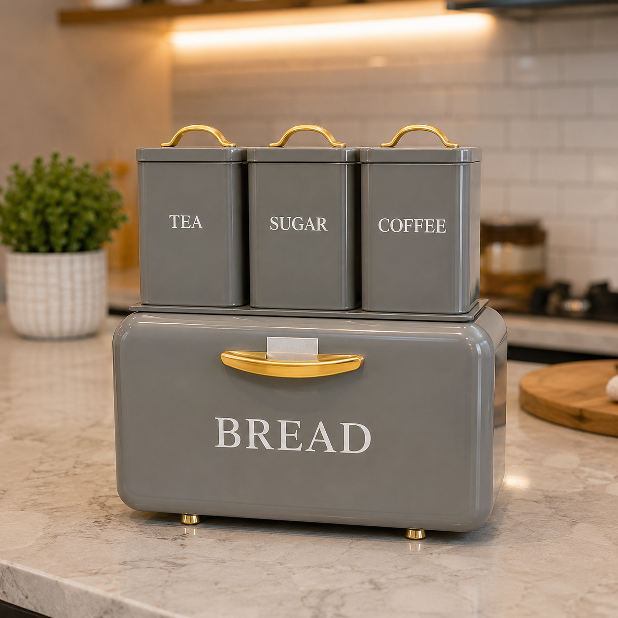 Modern Grey Bread Box