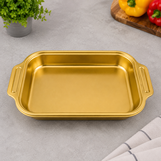 Luxury Gold Stainless Steel Serving Dish – 42x26x6cm
