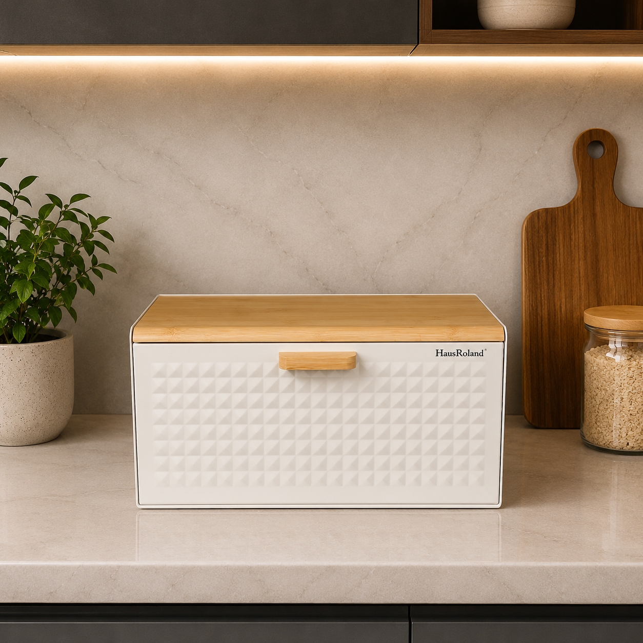 White & Natural Wood HausRoland Bread Box