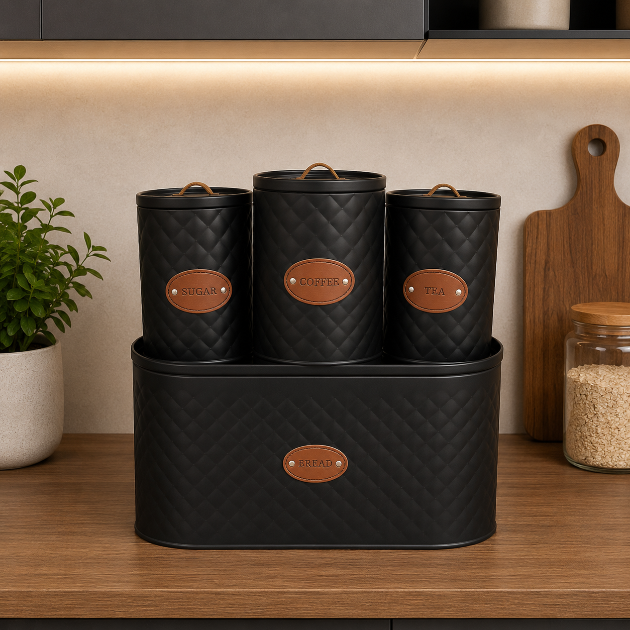 Matte Black Bread Box Set