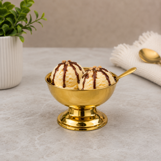 Luxury Gold Stainless Steel Ice Cream Bowl – 9.2cm