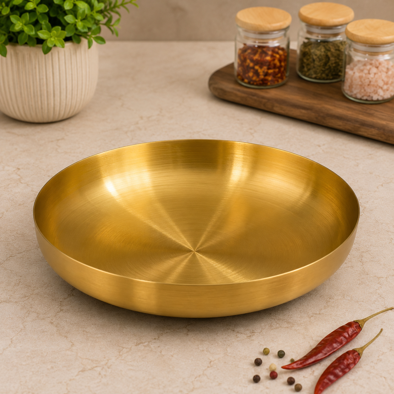 Luxury Gold Stainless Steel Seasoning Dish – 23cm