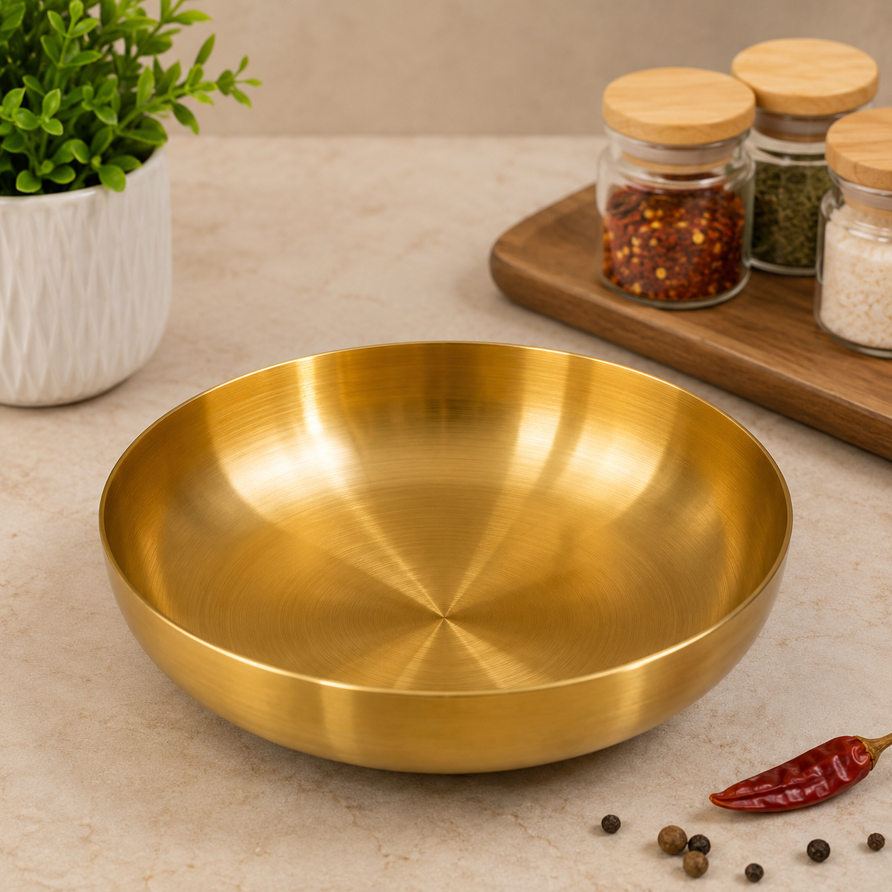 Luxury Gold Stainless Steel Seasoning Dish – 19cm
