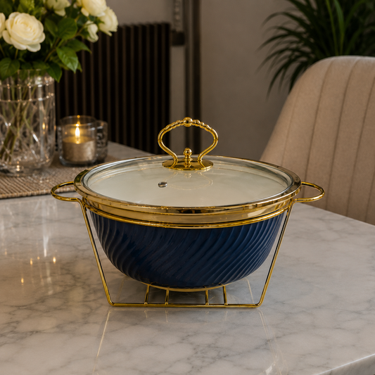 Round Blue Deep Serving Dish - 10 Inches