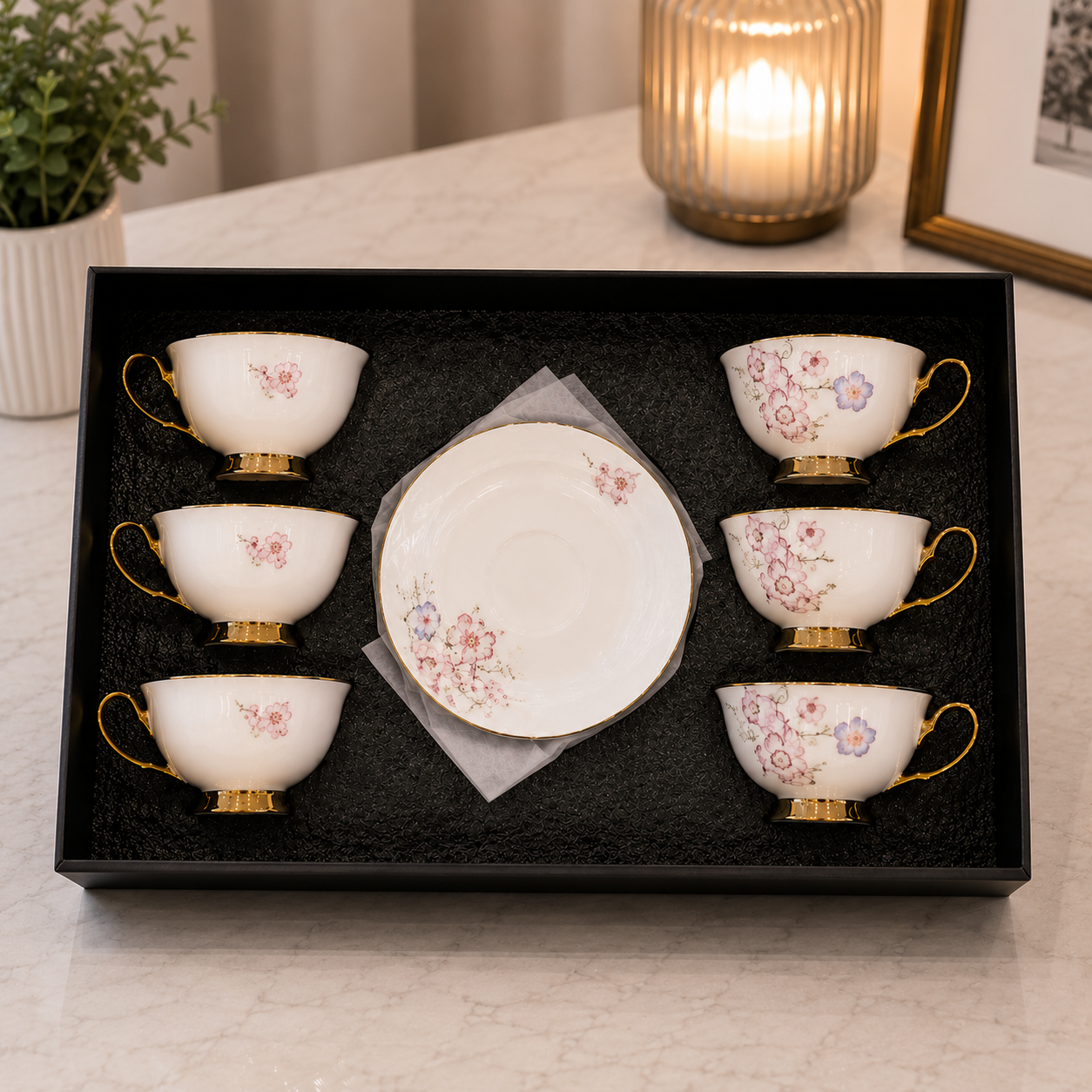 Cherry Blossom Royale Ceramic Coffee Set - 12Pcs