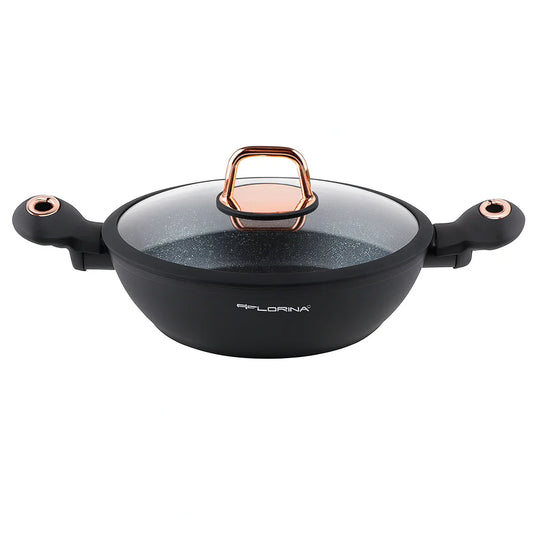 Florina Poland Non-Stick Karahi with Induction Base & Glass Lid – 28cm