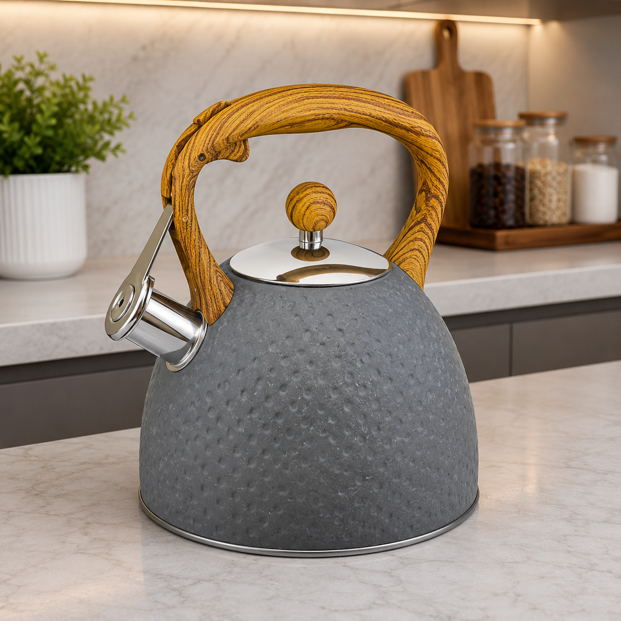 Matte Black Stainless Steel Whistling Kettle – 3.0L