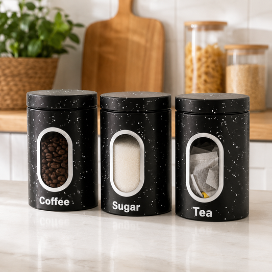 HausRoland Modern Speckled Container Set - Black