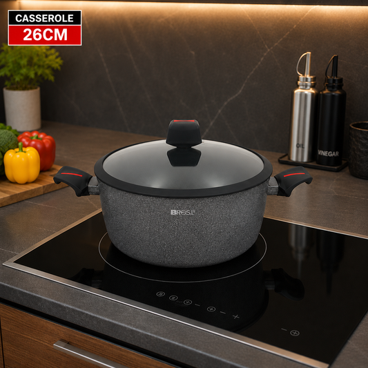 Granite Non-Stick Casserole with Glass Lid