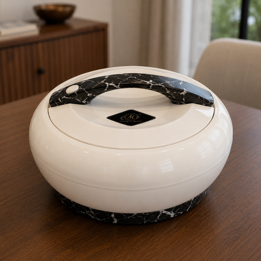 White Hot Pot with Black Marble Handle